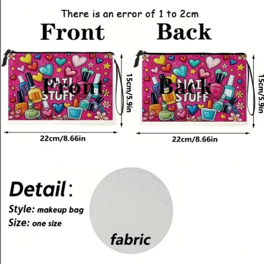 Women's Nail Stuff Cosmetic Bag One Size Pink Multi-color